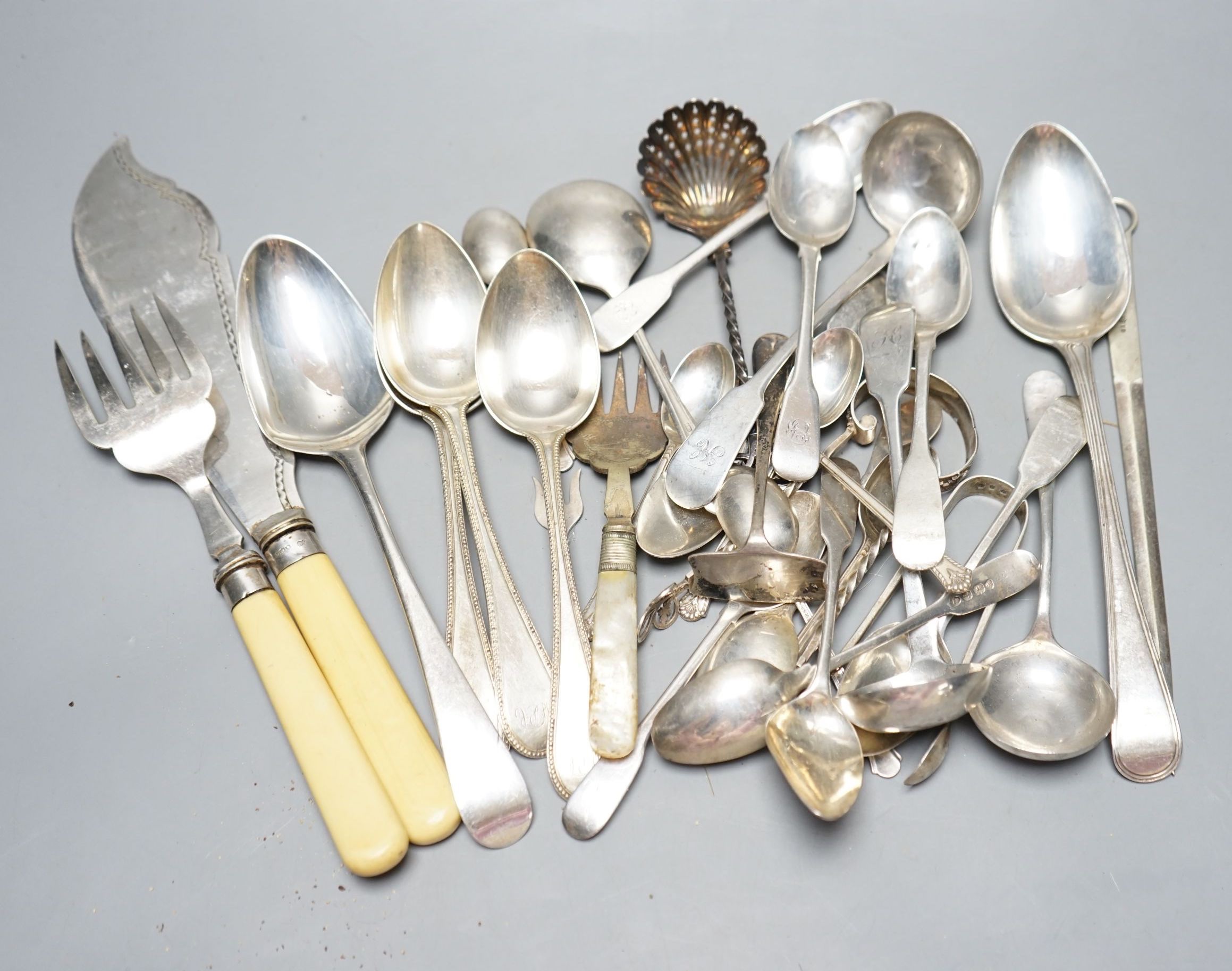 A quantity of assorted 19th century and later flatware, various dates and makers, and minor plated items